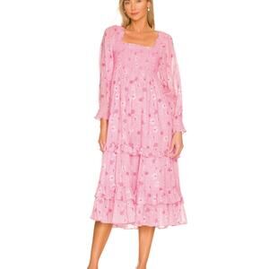 LoveShackFancy Miri Pink Coral Blaze Dress Size Small